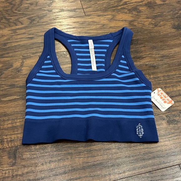 NWT FP Free People Movement Go To Striped Sports Bra Ribbed XL Black Grape Combo - Picture 2 of 7